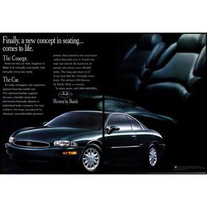 1995 Buick Riviera Coupe 2 Page Vintage Print Ad Leather Interior Seats Wall Art